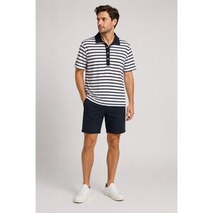 RLX Ralph Lauren Mens Size Medium Navy White Striped Performance Golf Polo Shirt